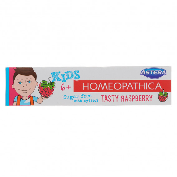 Pasta de dinți Homeopathica Copii cu gust de Zmeură 6+, tub din plastic, 50 ml Astera 303045 6