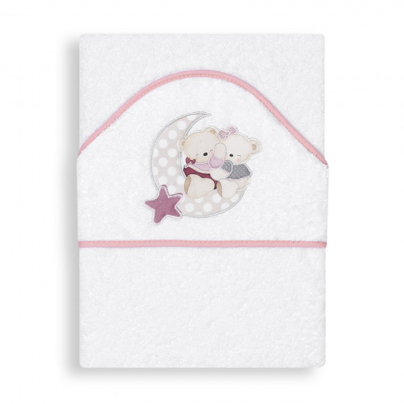 OSITO AMOROSO prosop de baie alb si roz pentru bebeluși, 100 x 100 cm  Inter Baby 303357 5