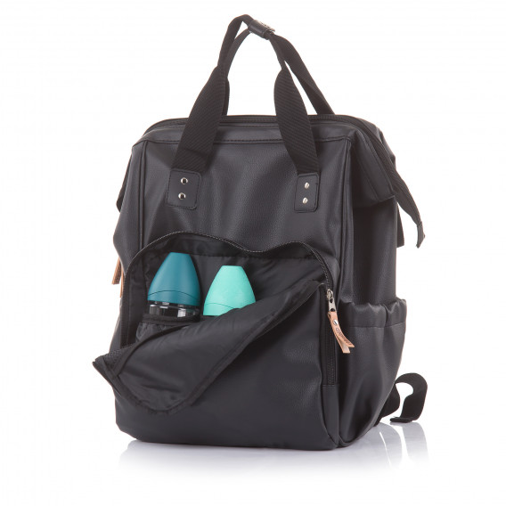Rucsac pentru cărucior, piele neagră Chipolino 303374 6