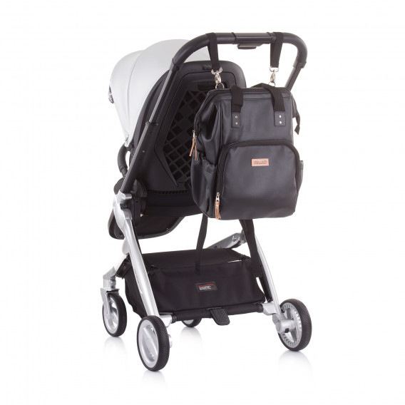 Rucsac pentru cărucior, piele neagră Chipolino 303378 13