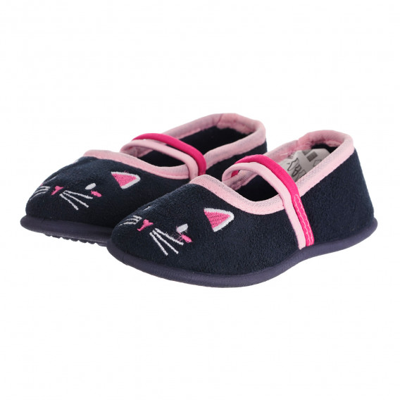 Papuci cu detalii roz Pisicuță, albaștri Best buy shoes 303609 