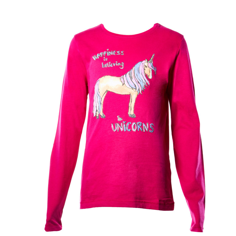 Bluză cu mânecă lungă, Review, cu imprimeu unicorn în față pentru fete  30524