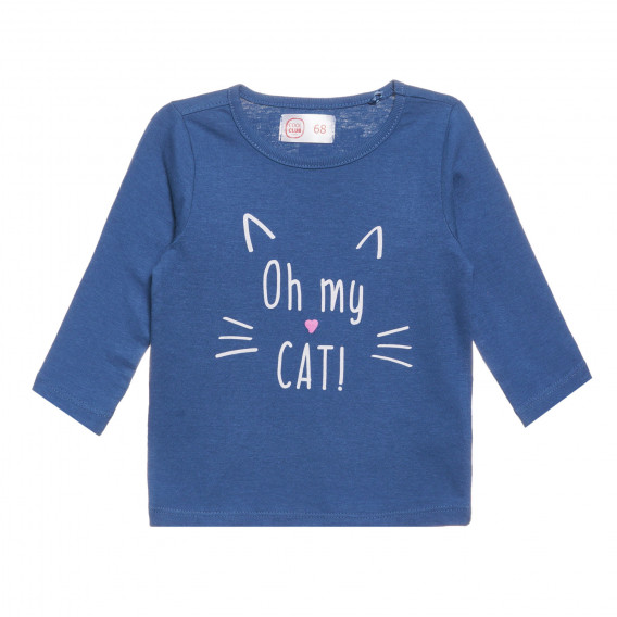 Top Cool Club albastru cu imprimeu „Oh my Cat” pentru fete Cool club 306888 5