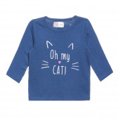 Top Cool Club albastru cu imprimeu „Oh my Cat” pentru fete Cool club 306988 