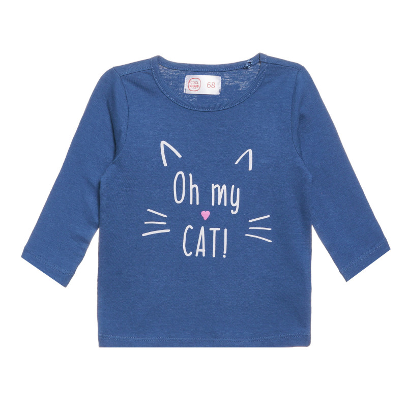 Top Cool Club albastru cu imprimeu „Oh my Cat” pentru fete  306988