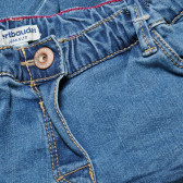 Jeans de culoare albastră cu efect de uzură pentru fete VERTBAUDET 30722 3