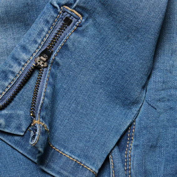 Jeans de culoare albastră cu efect de uzură pentru fete VERTBAUDET 30723 4