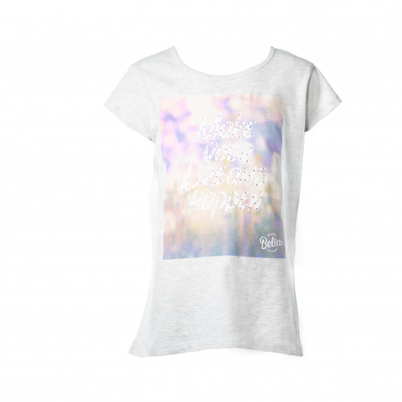 Bluză cu mânecă scurtă și imprimeu colorat pentru fete EMOI 30759 