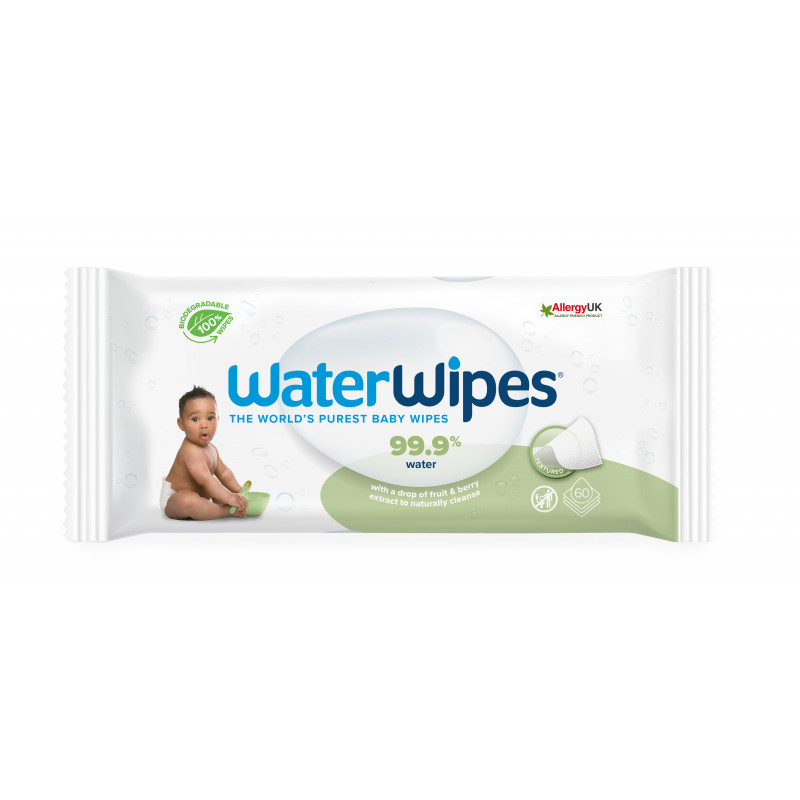 Șervețele umede pentru bebeluși WaterWipes cu nucă de săpun 99,9% apă, 60 buc.  309468