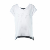 Bluză albă cu mânecă scurtă, cu decolteu în V pentru fete Esprit 30961 