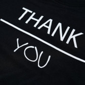 Bluză din bumbac cu mânecă lungă neagră, cu imprimeu '' Mulțumesc '' BLUE SEVEN 31114 3