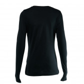 Bluză din bumbac cu mânecă lungă neagră, cu imprimeu '' Mulțumesc '' BLUE SEVEN 31116 2