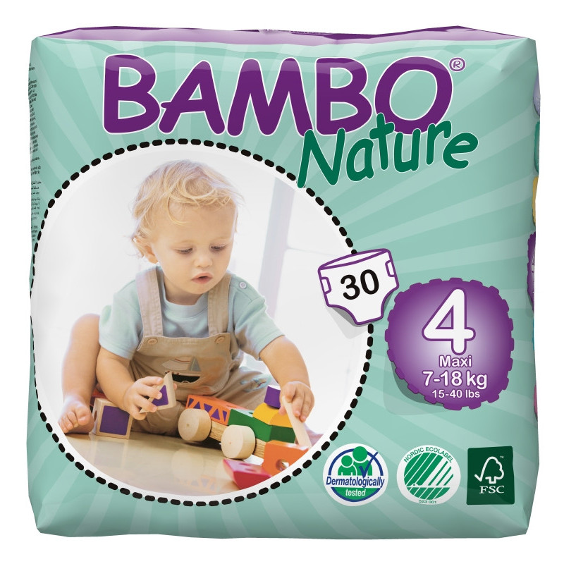 Scutece ECO de bebeluși Bambo Nature Maxi, mărimea 4, 7-18 kg, 30 bucăți  31149