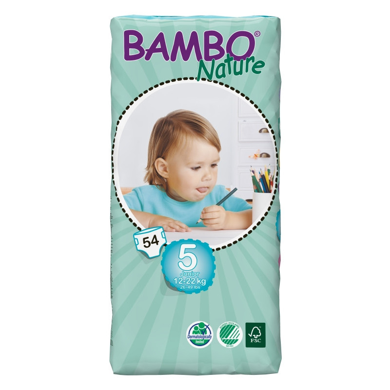 Scutece Eco de bebeluși Bambo Nature Junior Tall Pack, mărimea 5, 12-22 kg, 54 bucăți  31156