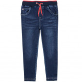 Pantaloni denim cu talie elastică largă în albastru și roșu pentru băieți Boboli 31167 