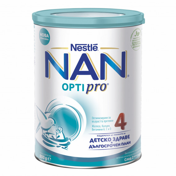 Băutură din lapte îmbogățit NAN 4, 2+ ani, cutie 800 gr. Nestle 311834 