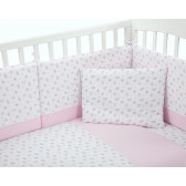 Set de lenjerie de pat pentru bebeluși - Jersey 5 buc, flori roz, 60x120 cm. Kikkaboo 312266 2