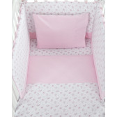 Set de lenjerie de pat pentru bebeluși - Jersey 5 buc, flori roz, 60x120 cm. Kikkaboo 312268 4