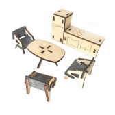 Set de mobilier pe suport din lemn pentru camera de zi din casa cu păpuși Mamatoyz 312521 4