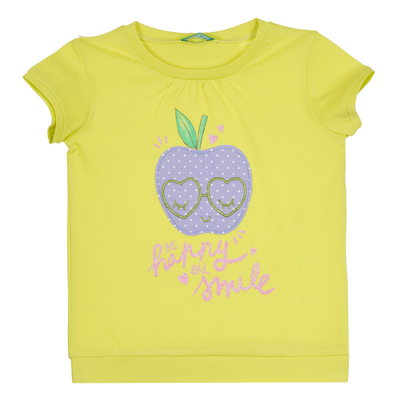Tricou din bumbac cu aplicație măr, verde, pentru bebeluși  312667