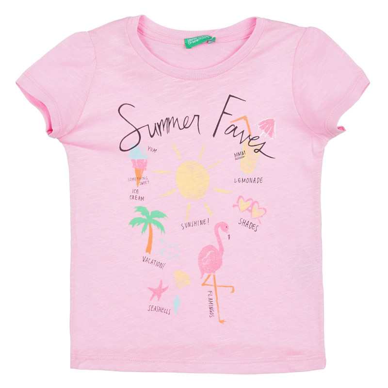 Tricou din bumbac cu imprimeu de vară, roz  312841