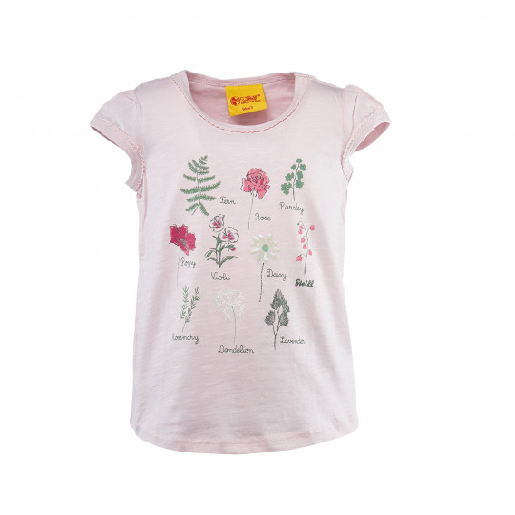 Rochie bluză cu mânecă scurtă, roz, decorată cu imprimeu floral pentru fete Steiff 31289 