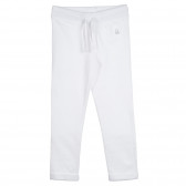 Pantaloni lungi din bumbac, albi Benetton 312980 