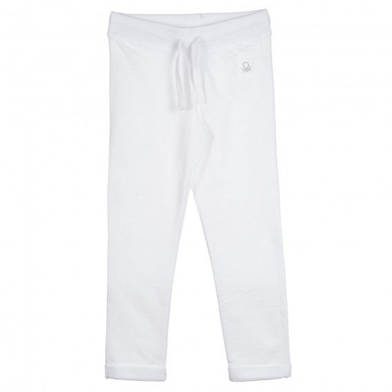 Pantaloni lungi din bumbac, albi Benetton 312980 