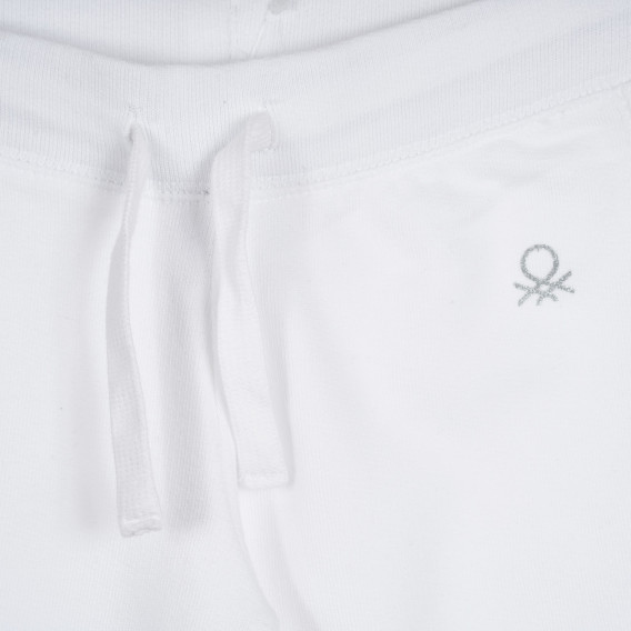 Pantaloni lungi din bumbac, albi Benetton 312981 2