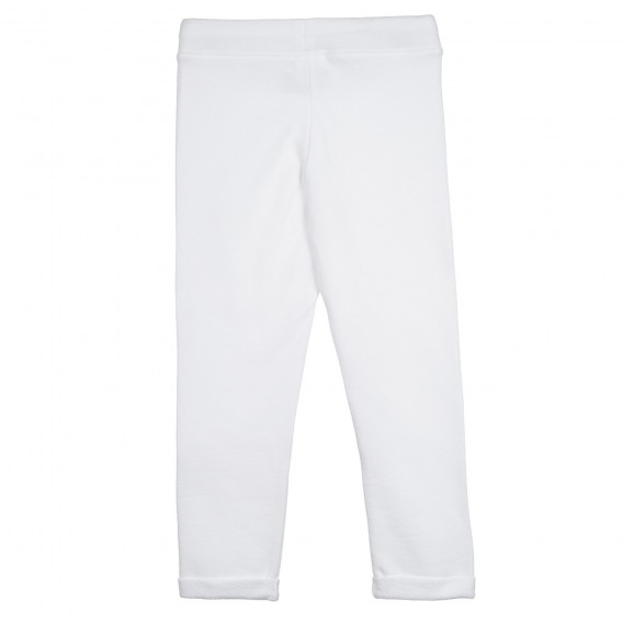 Pantaloni lungi din bumbac, albi Benetton 312983 4