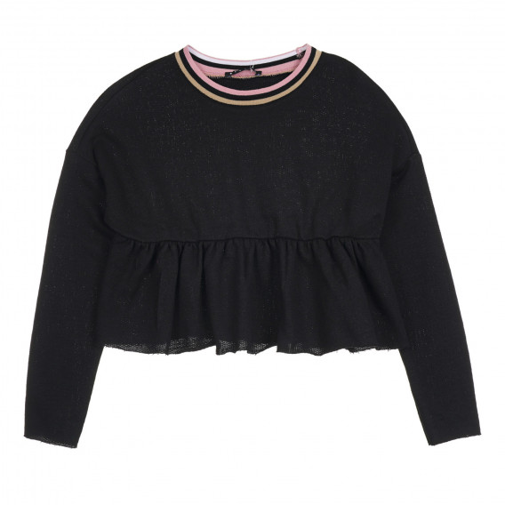 Bluză din tricot fin de culoare neagră Sisley 313623 