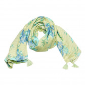 Eșarfă verde din bumbac cu două fețe cu imprimeu floral Benetton 313750 