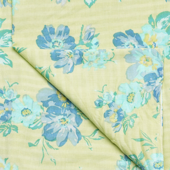 Eșarfă verde din bumbac cu două fețe cu imprimeu floral Benetton Eșarfă verde din bumbac cu două fețe cu imprimeu floral Benetton 313752 3