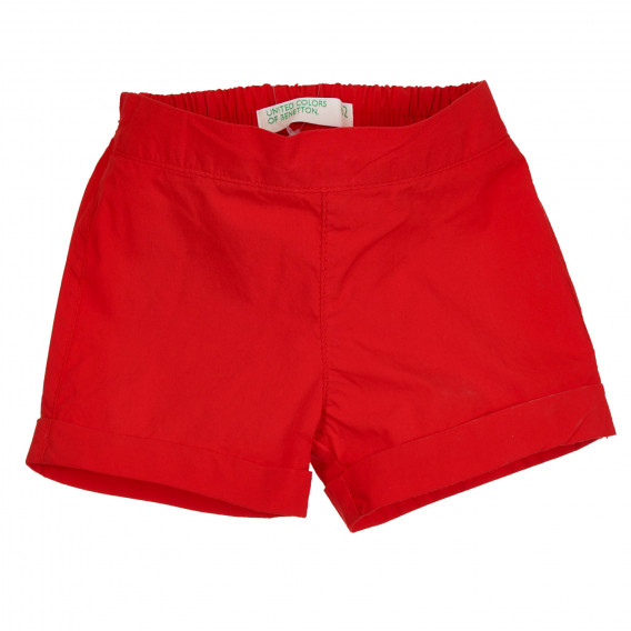 Pantaloni scurți roșii din bumbac cu tiv îndoit Benetton 314206 