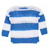 Pulover cu dungi din tricot fin, albastru deschis Benetton 314472 