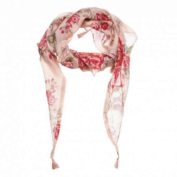 Eșarfă triunghiulara bej cu imprimeu floral Benetton Eșarfă triunghiulara bej cu imprimeu floral Benetton 314497
