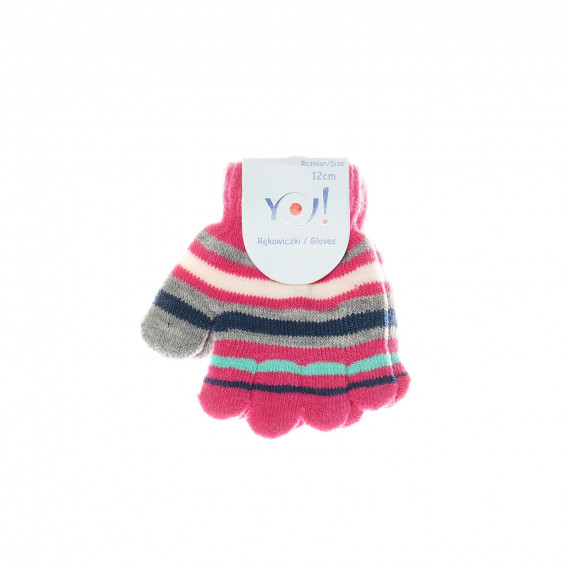 Mănuși pentru fete în dungi colorate YO! 31473 6