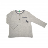 Bluză din bumbac cu mânecă lungă de culoare gri, cu buzunar pentru băieți Benetton 31498 