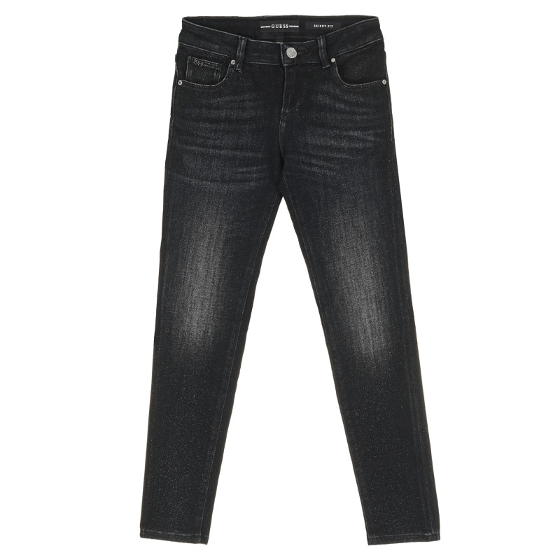 Jeans cu detalii de brocart, negri  315176