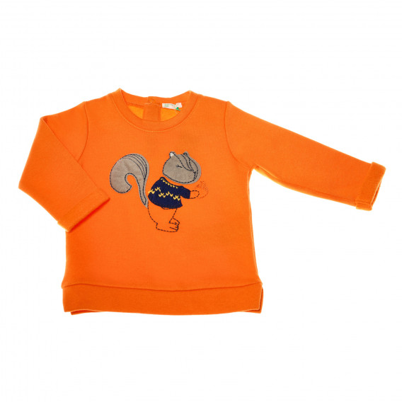 Bluză cu mânecă lungă de culoare portocaliu cu aplic Benetton 31535 