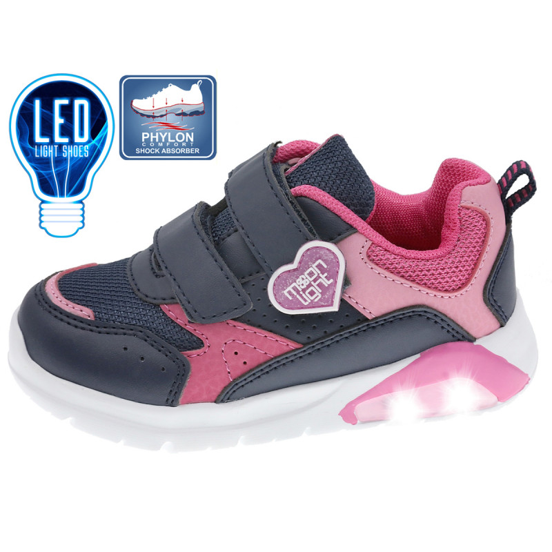 Sneakers cu luminițe și detalii roz, de culoare gri  315477