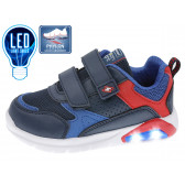 Sneakers cu luminițe și detalii albastre și roșii, pe albastru Beppi 315479 