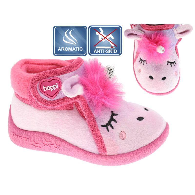 Papuci cu aplicație unicorn, roz  315529