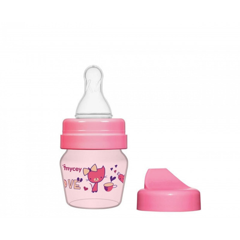 Biberon din polipropilenă, pentru nou-născuți, cu tetină, 0+ luni, 30 ml, culoare: roz  315946