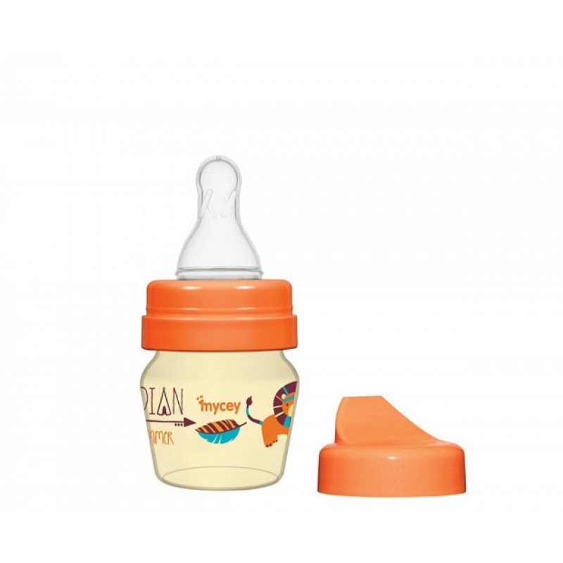 Biberon din polipropilenă, pentru nou-născuți, cu tetină, 0+ luni, 30 ml, culoare: portocaliu  315948