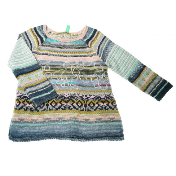 Pulover tricotat cu model colorat, pentru fete Benetton 31603 