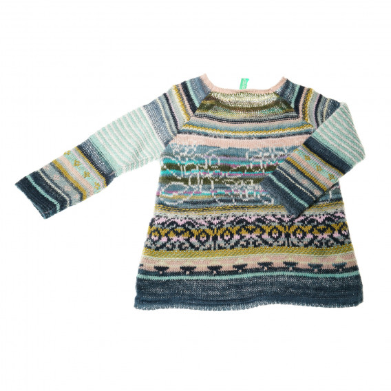 Pulover tricotat cu model colorat, pentru fete Benetton 31604 2