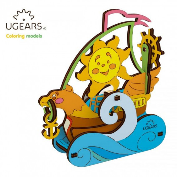Puzzle mecanic 3D Barca cu pânze pentru copii Ugears 316781 