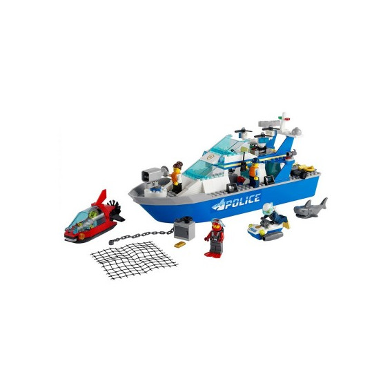 Set de construcție 276 piese - barcă cu motor de patrulare a politiei Lego 316875 2