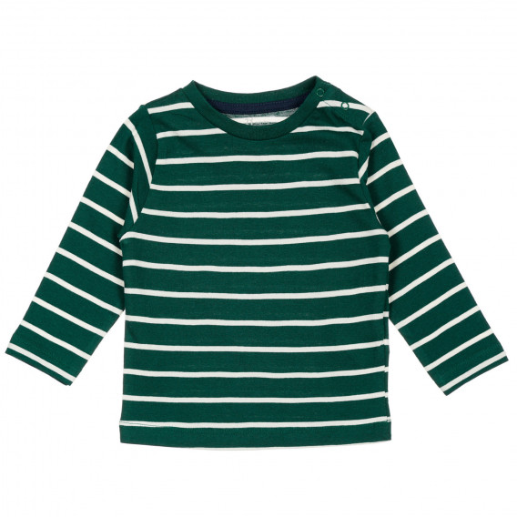 Bluză din bumbac cu mâneci lungi în dungi verzi și albe pentru bebeluși ZY 317097 